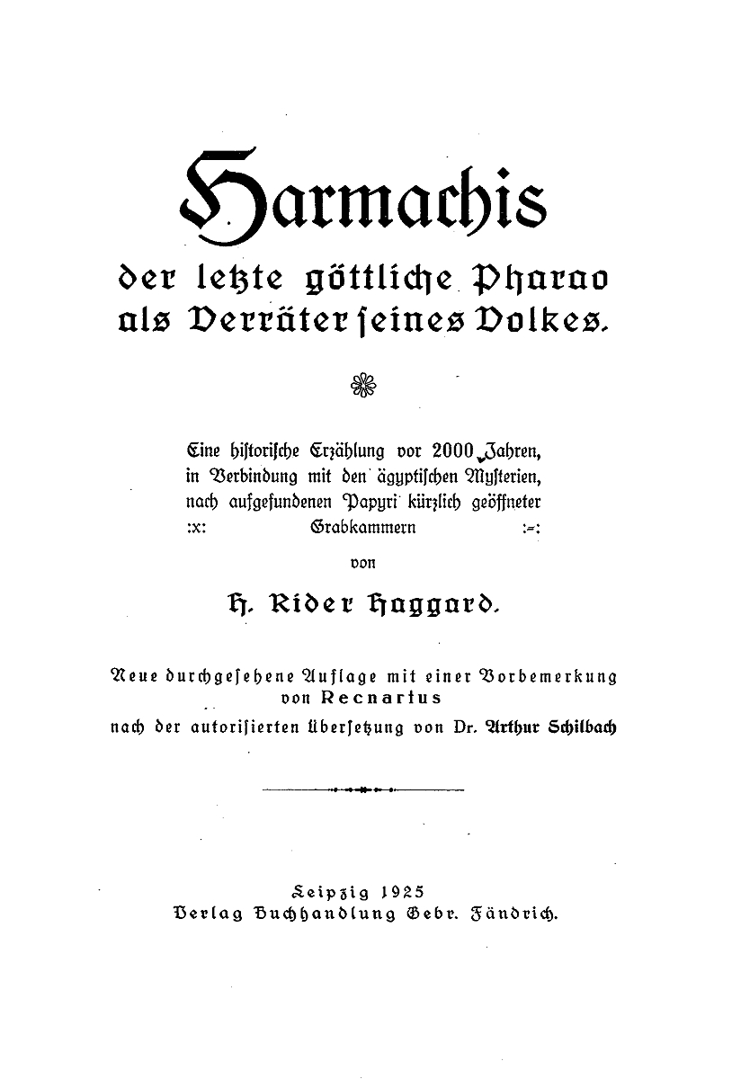 Titelblatt Harmachis Tit